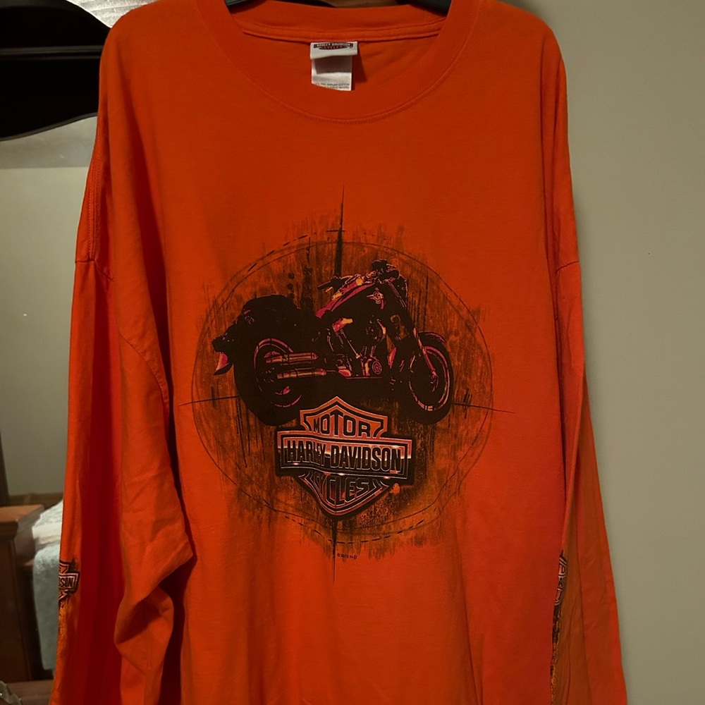 Men’s 3X long sleeve Harley, Davidson, T-shirt, color orange